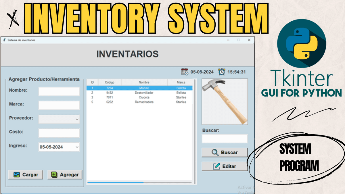 Código fuente Sistema de inventarios versión 1.0.1 | Python Tkinter GUI ...