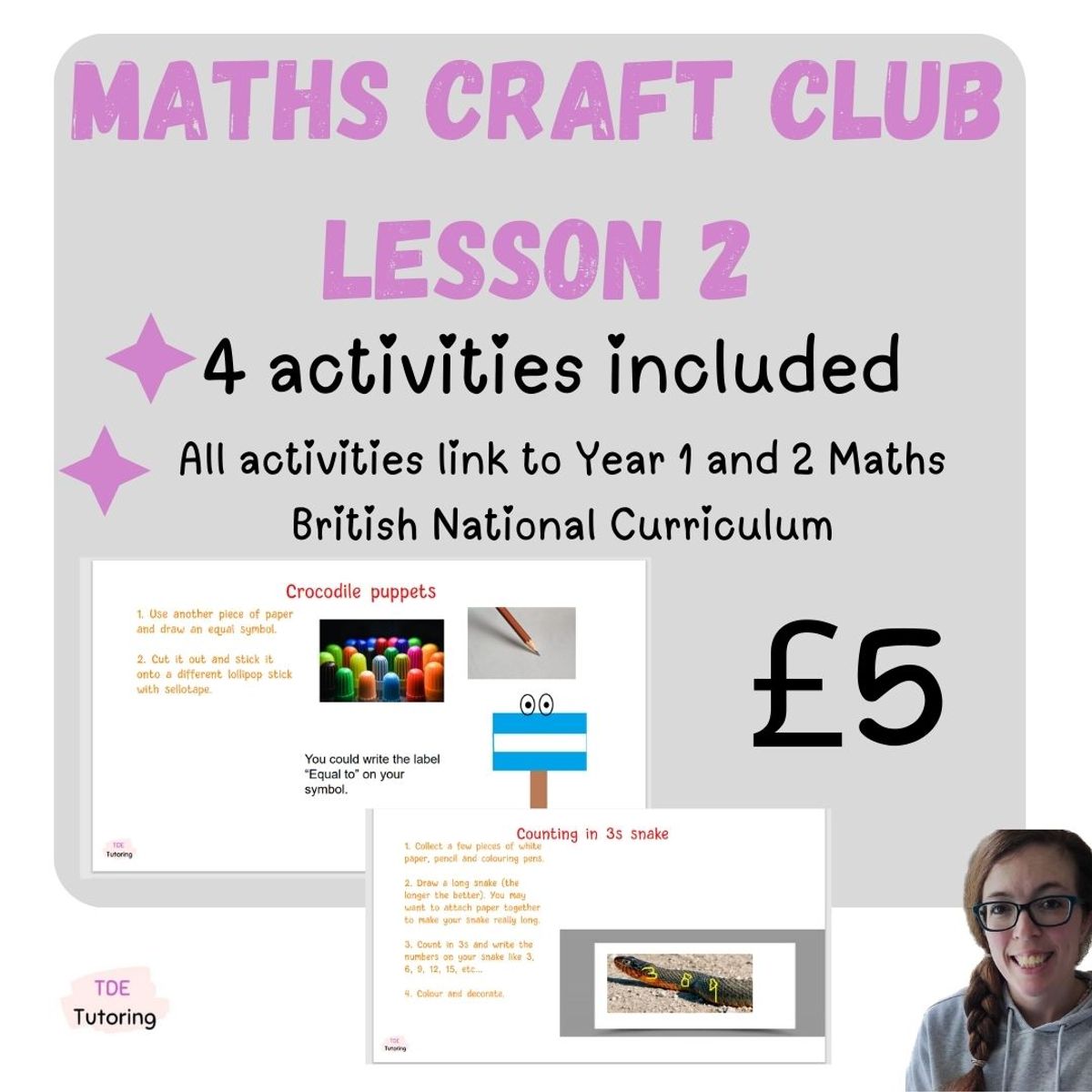 Maths Craft club- Lesson 2 YR1/2 (4 ACTIVITIES INCLUDED)