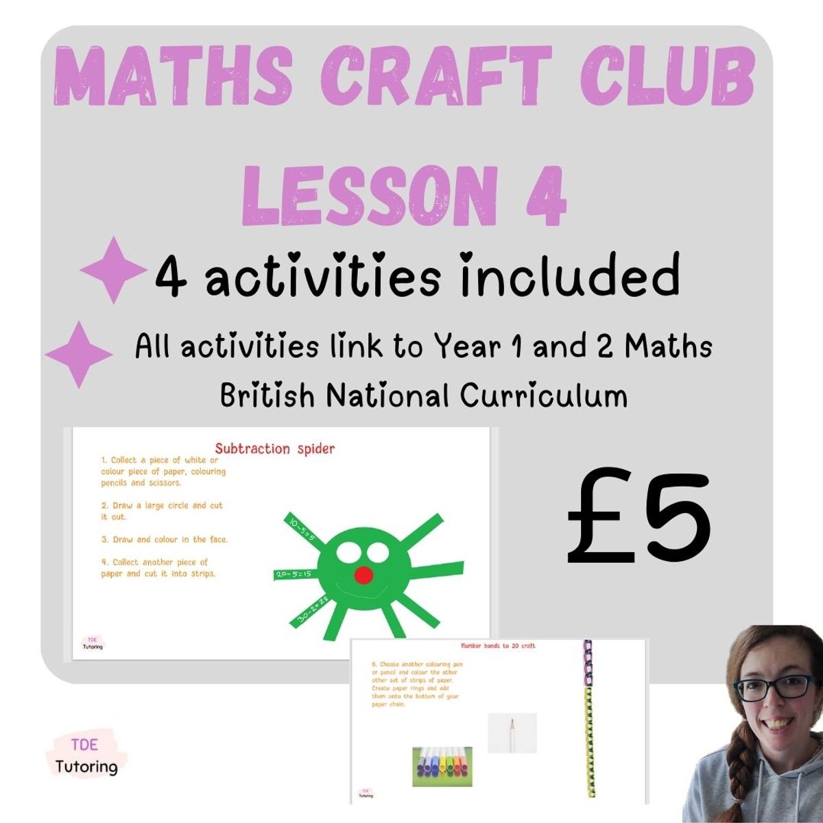 Maths Craft club- Lesson 4- YR 1/2 (4 ACTIVITIES INCLUDED)