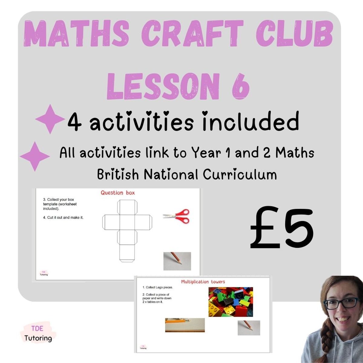 Maths Craft club- Lesson 6- YR 1/2 (4 ACTIVITIES INCLUDED)