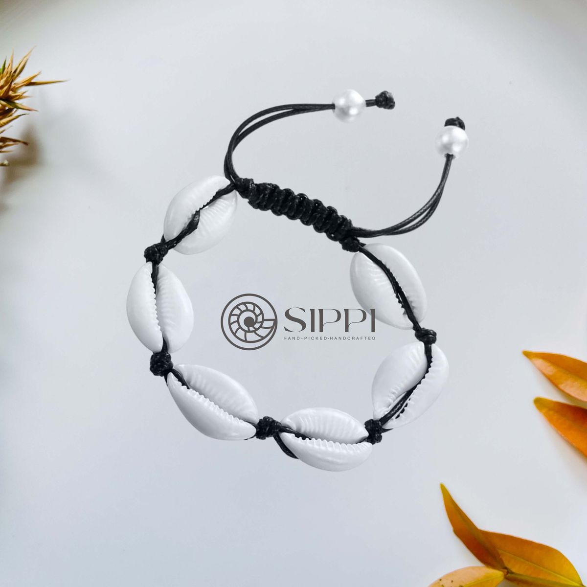 Cowrie Shell Anklet Black Thread