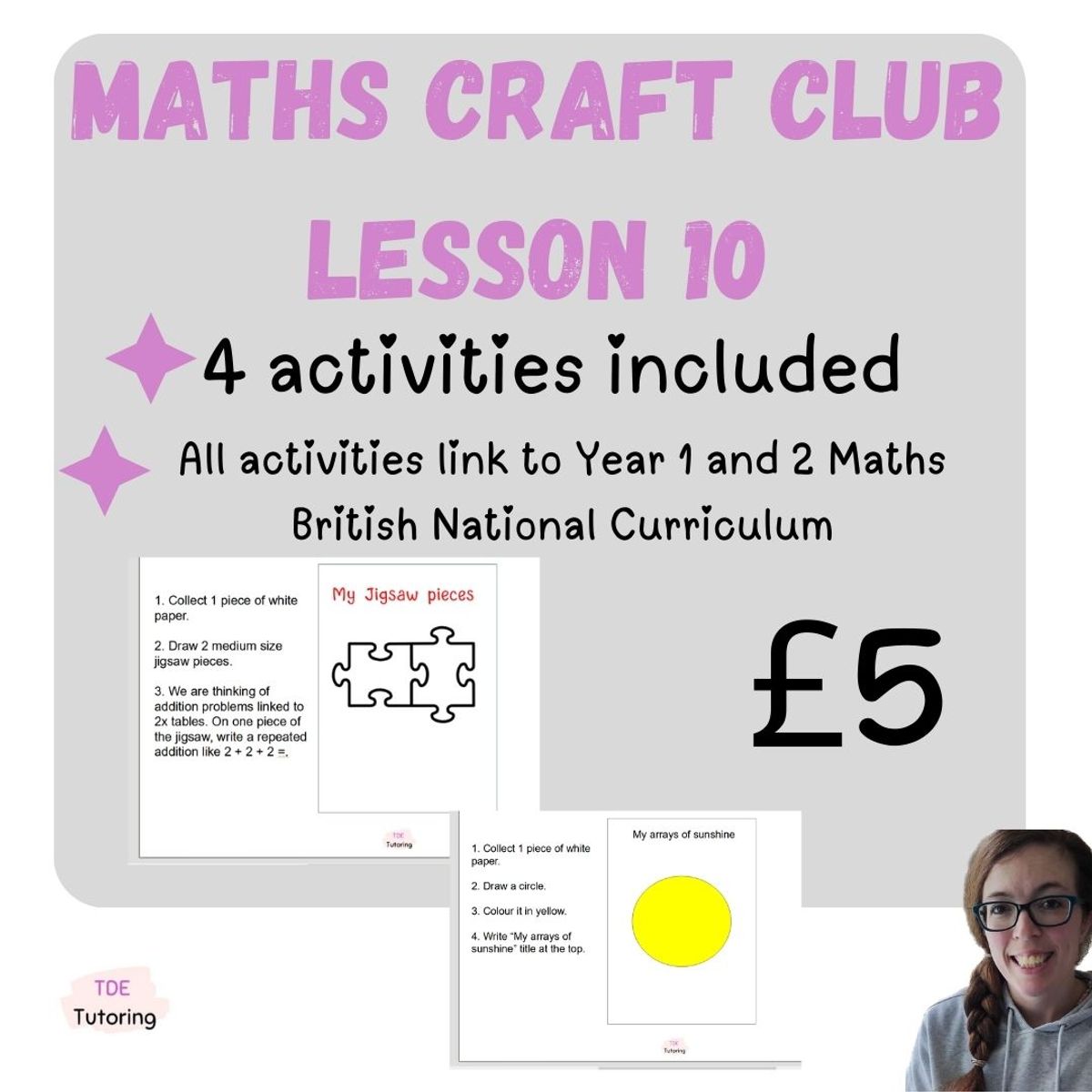Maths Craft club- Lesson 10- YR1/2 (4 ACTIVITIES INCLUDED)