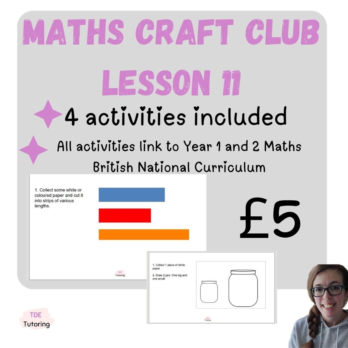 Maths Craft club- Lesson 11- YR1/2 (4 ACTIVITIES INCLUDED)