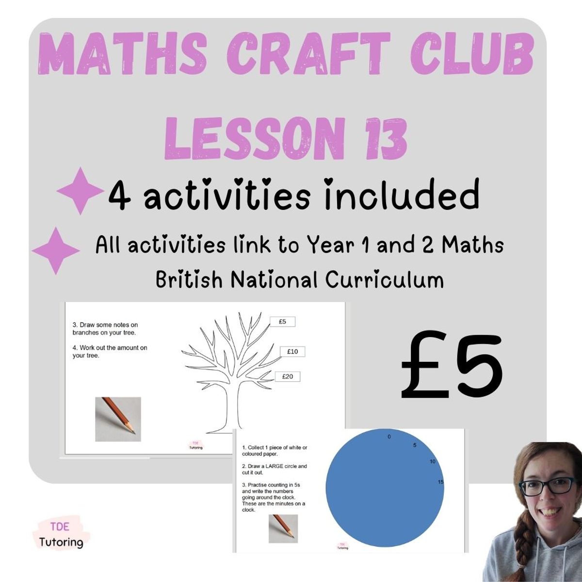 Maths Craft club- Lesson 13- YR1/2 (4 ACTIVITIES INCLUDED)