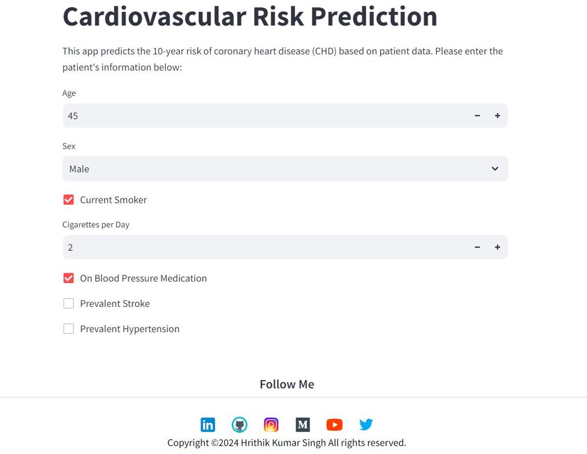 Cardiovascular Risk prediction web App source codes