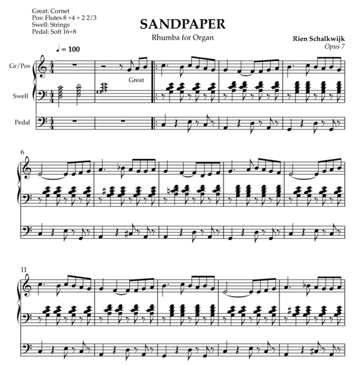 Sandpaper (Rhumba for Organ), Opus 7
