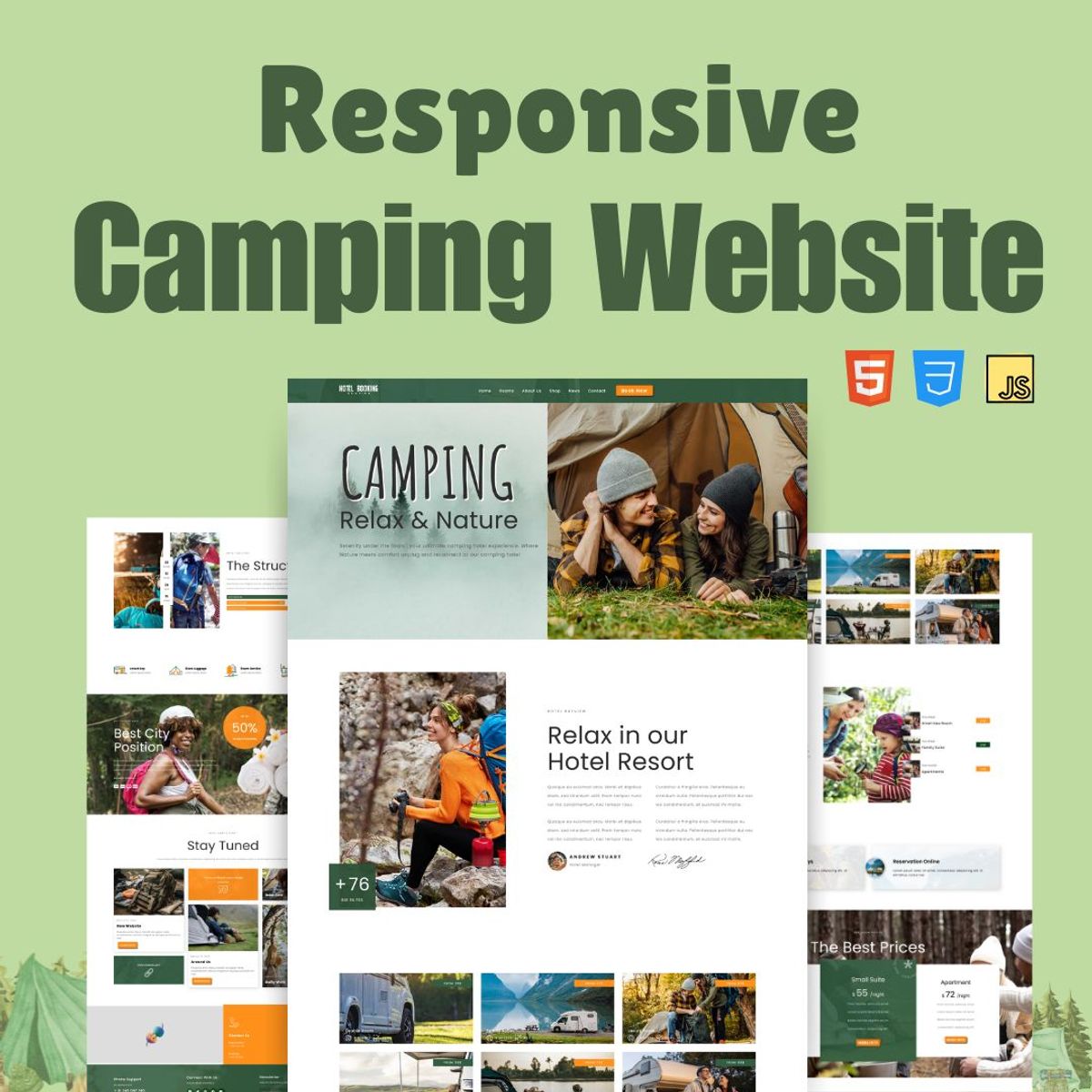 Responsive Camping  & Travel ✈ 🚀🌍 Website Template – HTML, CSS, JavaScript