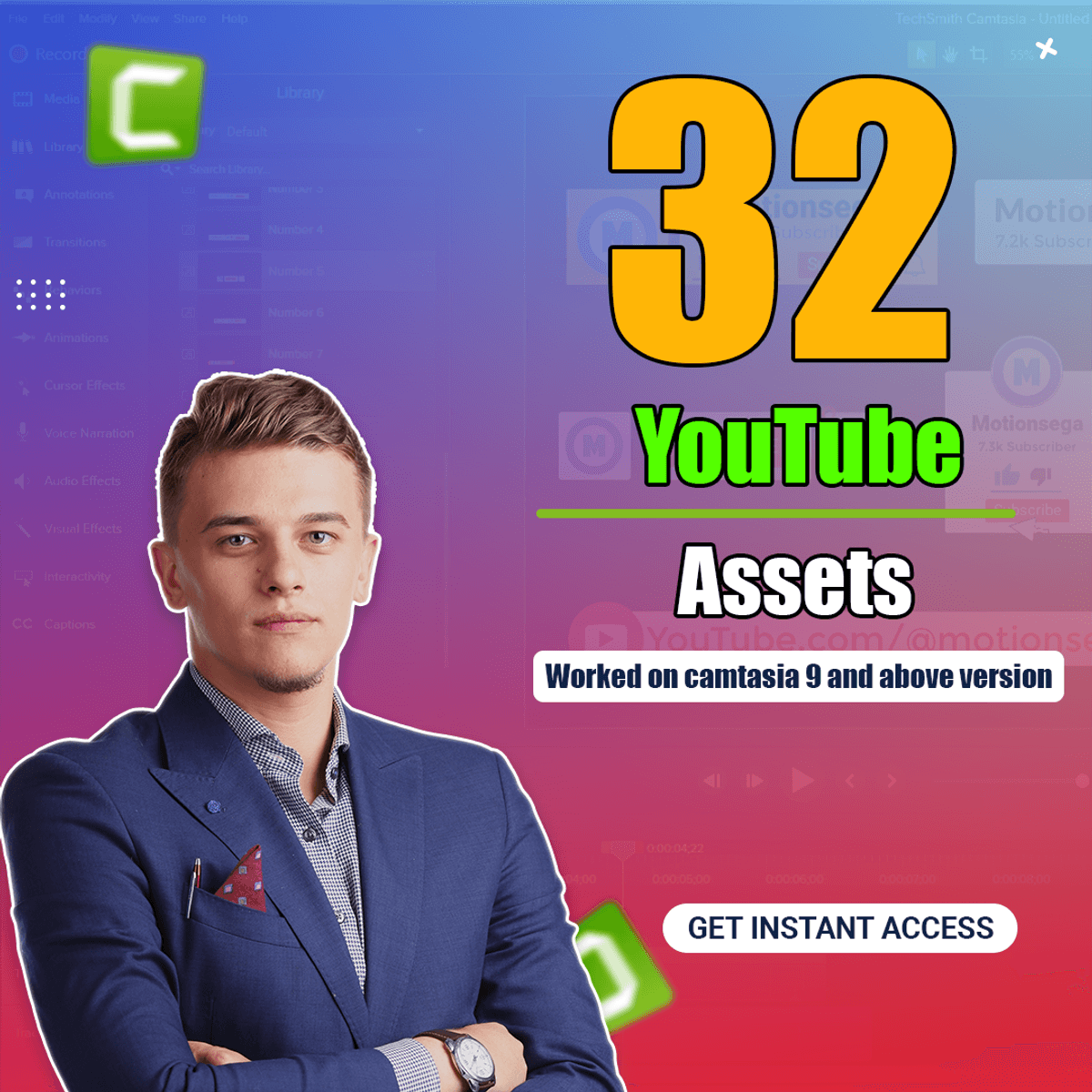 32 Camtasia YouTube Asset Bundle
