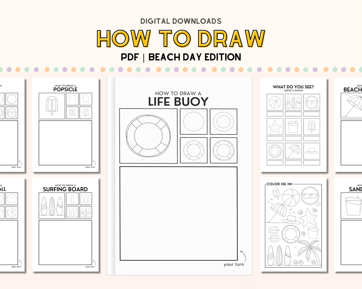 Beach Day Themed: How To Draw Worksheets
