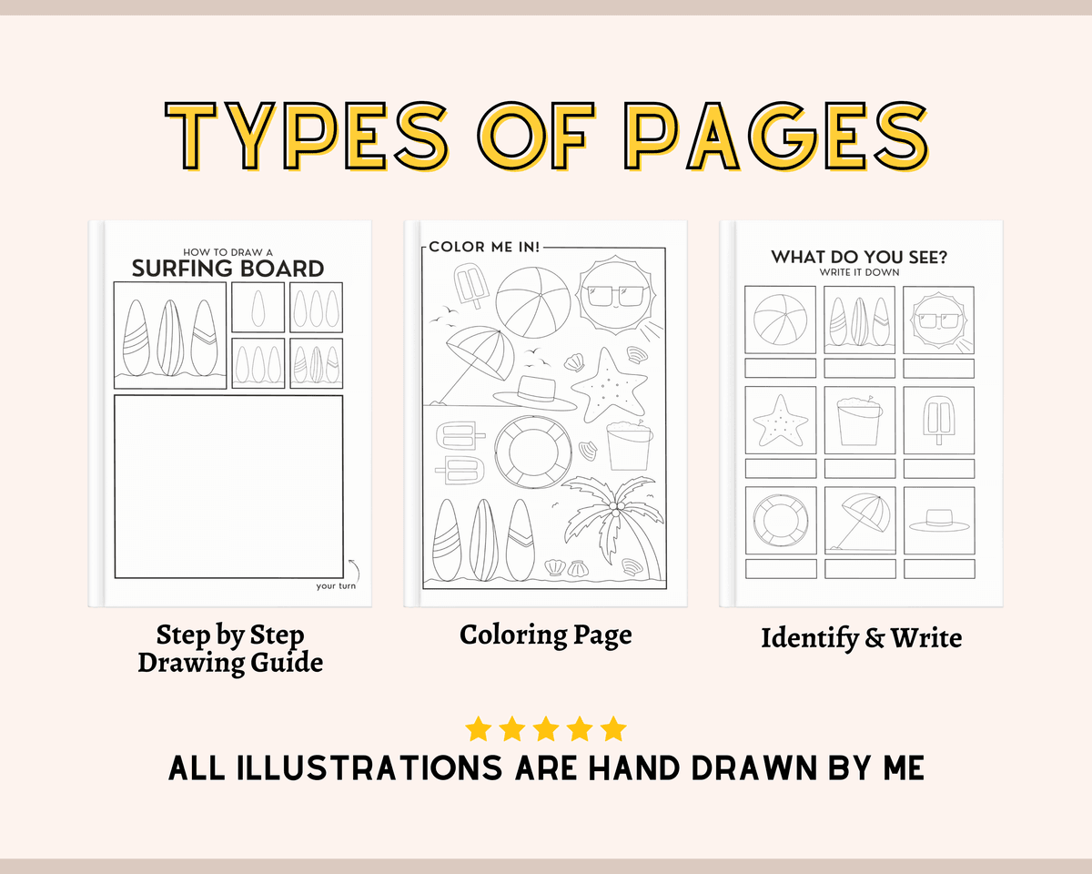 Beach Day Themed: How To Draw Worksheets