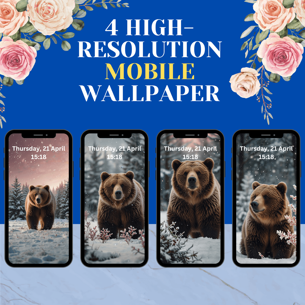 Festive Christmas Grizzly Bear Wallpapers &ndash; Snowy Winter Wonderland for Your Phone