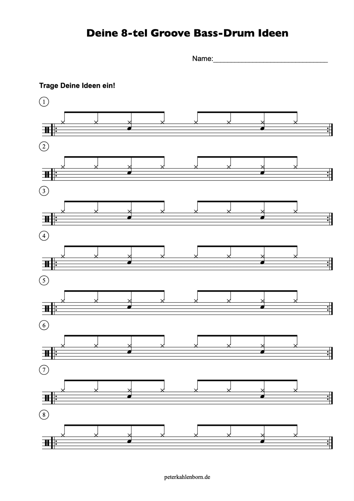 Notiere Deine Bass-Drum Ideen (PDF)