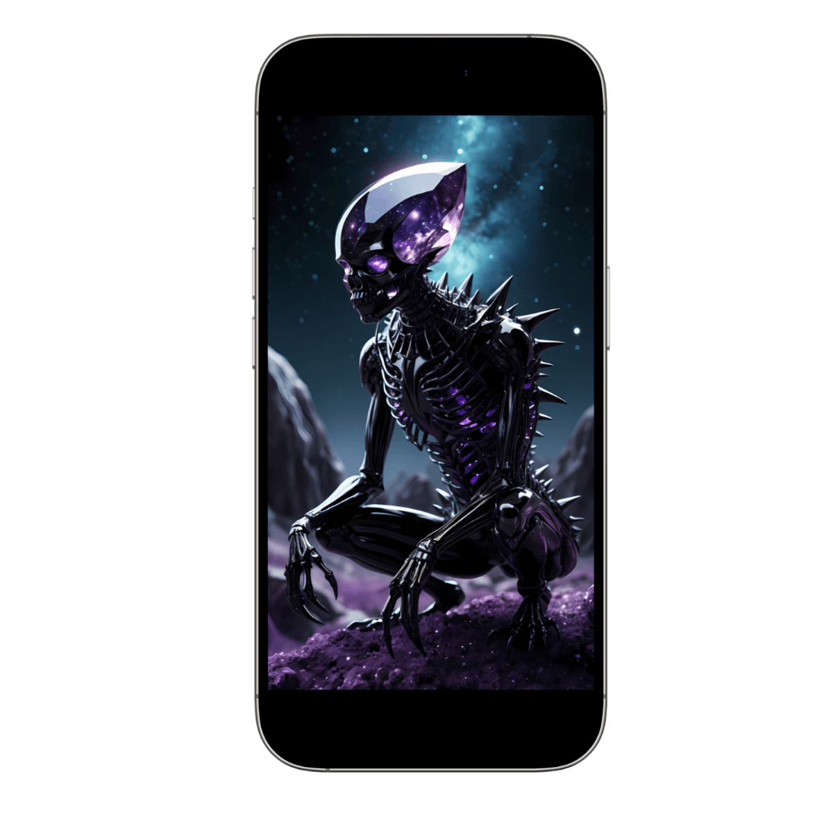 A mythical being with shimmering obsidian exoskeleton