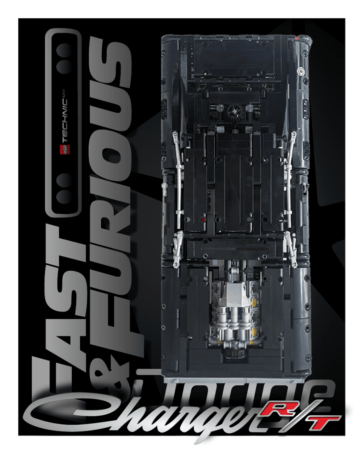 NEW 2026 + Old F&F Dom's Dodge Charger (42231 / 42111) - Wall mount display prints / templates  (+IKEA frame compatible size)