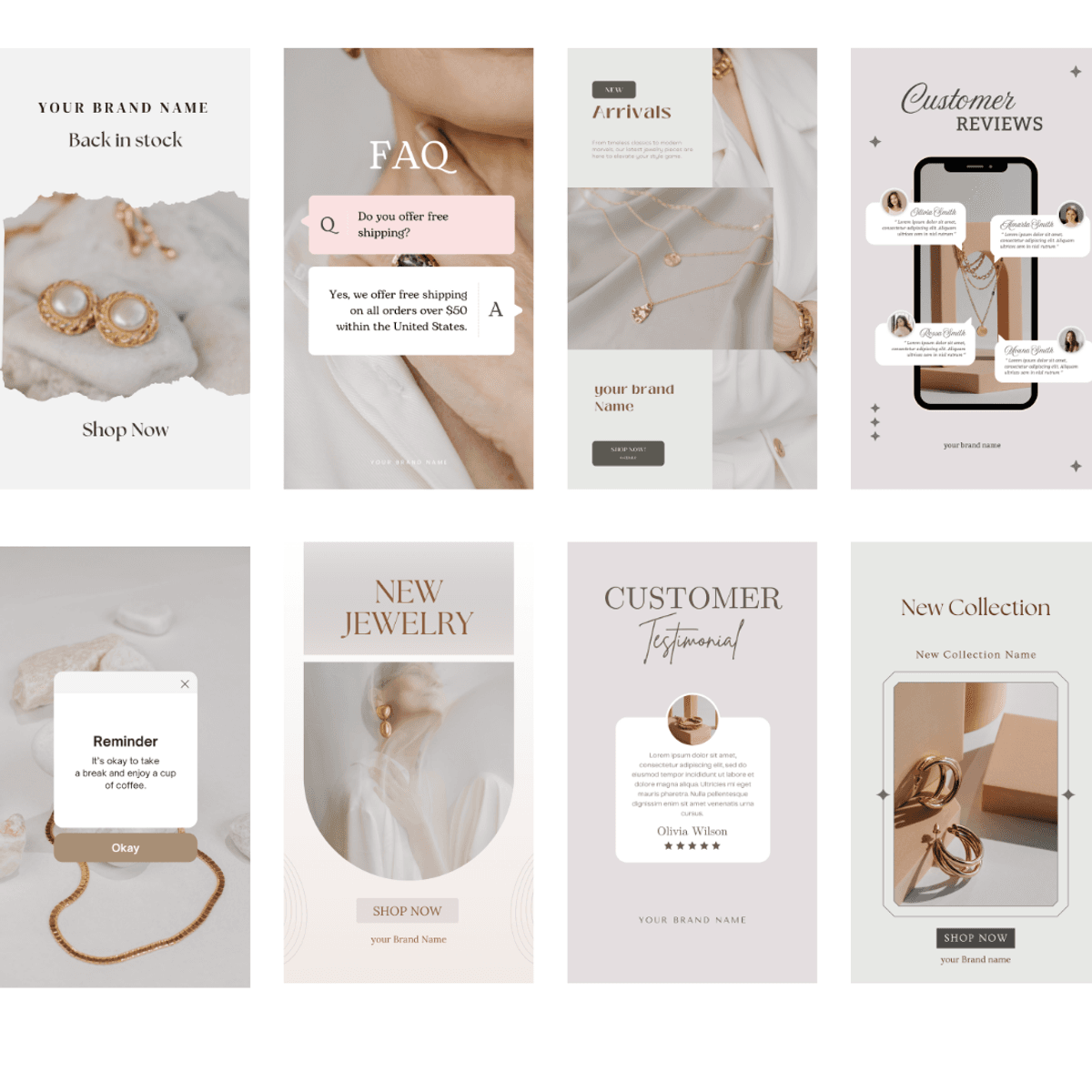 31 Jewelry Instagram Story Templates | Aesthetic Instagram Feed