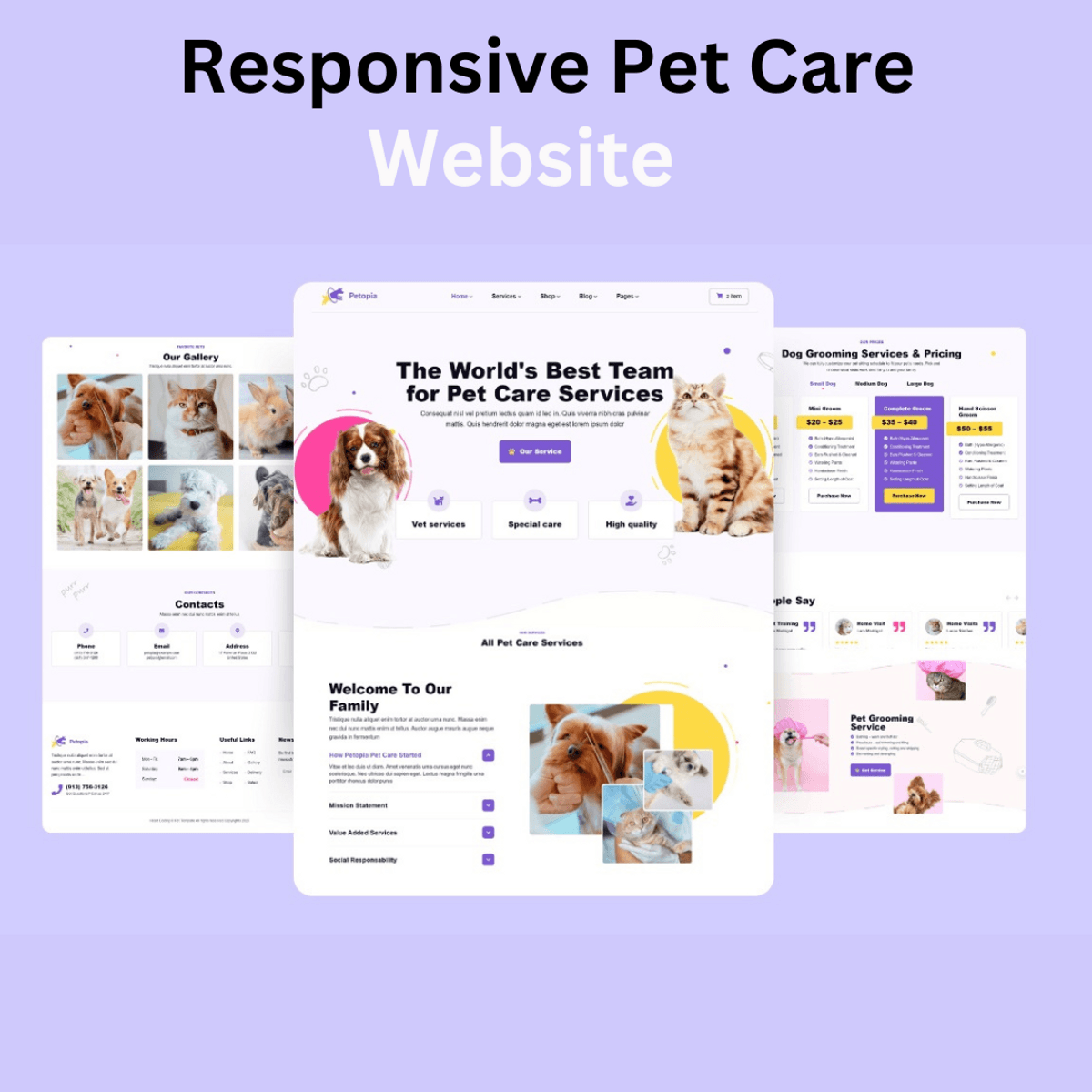 Responsive Pet Care Website Template