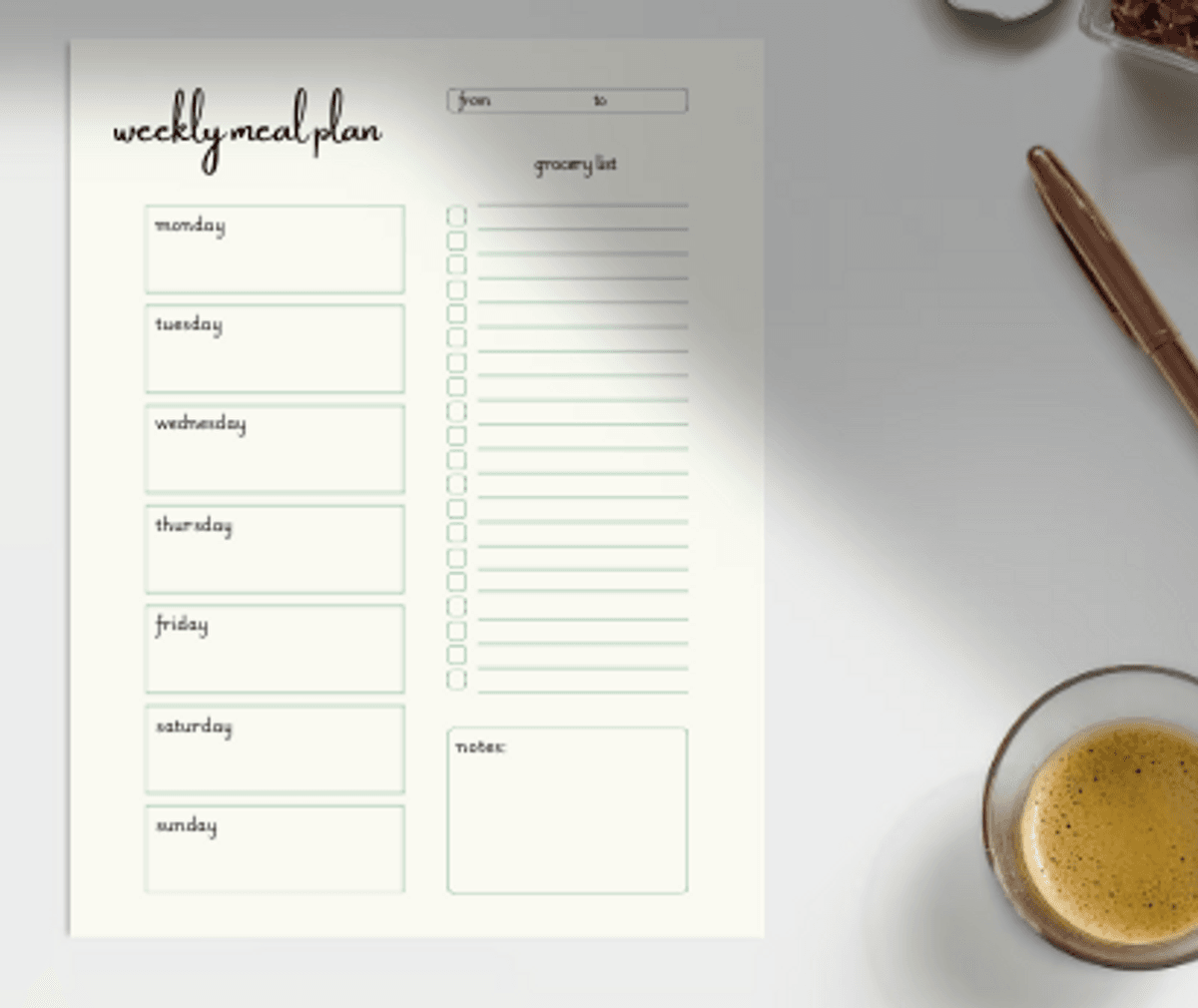 Minimalist Weekly Meal Planner PDF