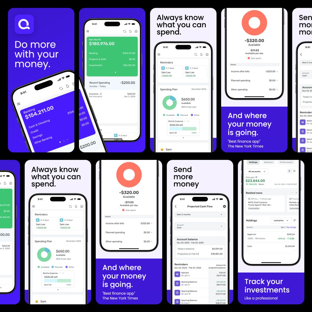 Personal Finance App Screenshots - AppMockUp Studio Template