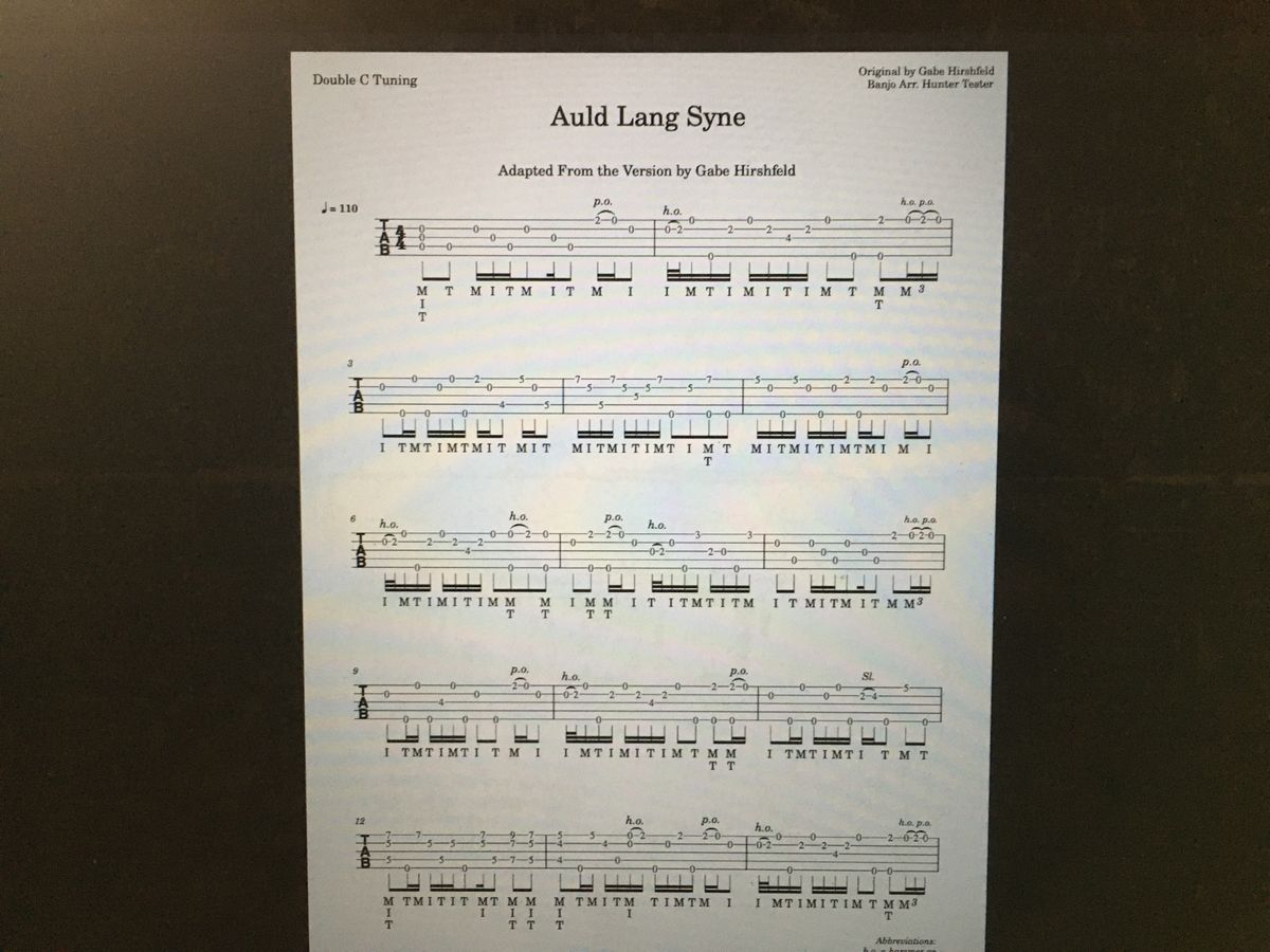 Auld Lang Syne (Gabe Hirshfeld Version) - Banjo Tab