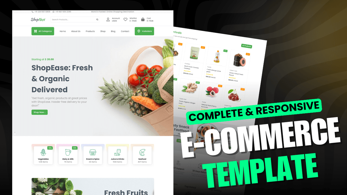 Complete Responsive eCommerce Website Template | HTML CSS and JavaScript