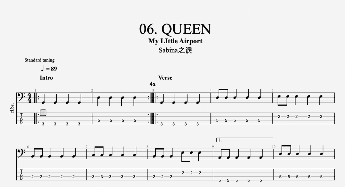 Queen - My Little Airport (Bass TAB)