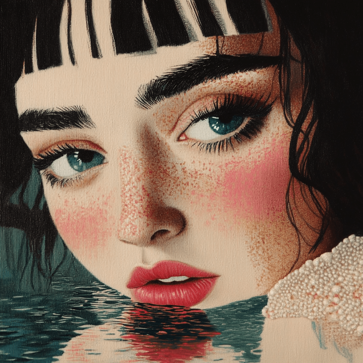 My view &ndash; Digital Art Print | Elegant Portrait with Water Reflection | High-Resolution Wall Art