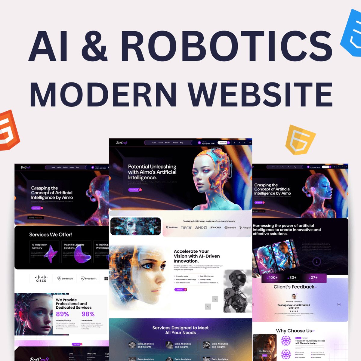 AI and Robotics Website Design Template | Fully Animated & Responsive ...