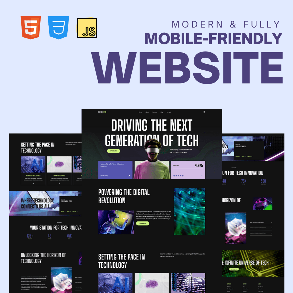 Fully Mobile Responsive Website Design HTML CSS and JavaScript | AR Website