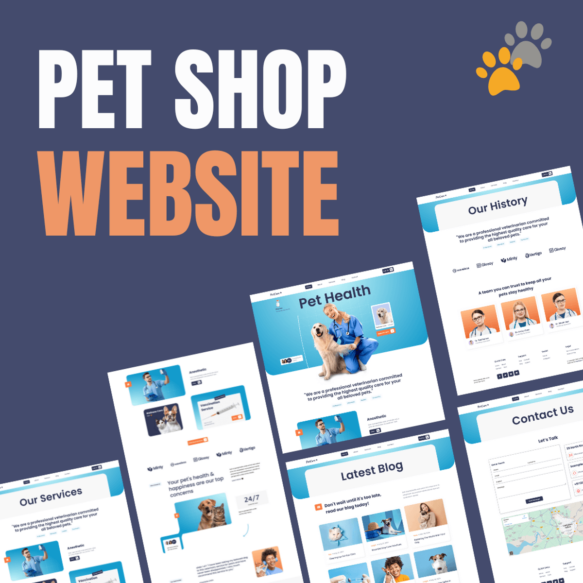 HTML CSS Project - Responsive Attractive Pet Website Template 👋