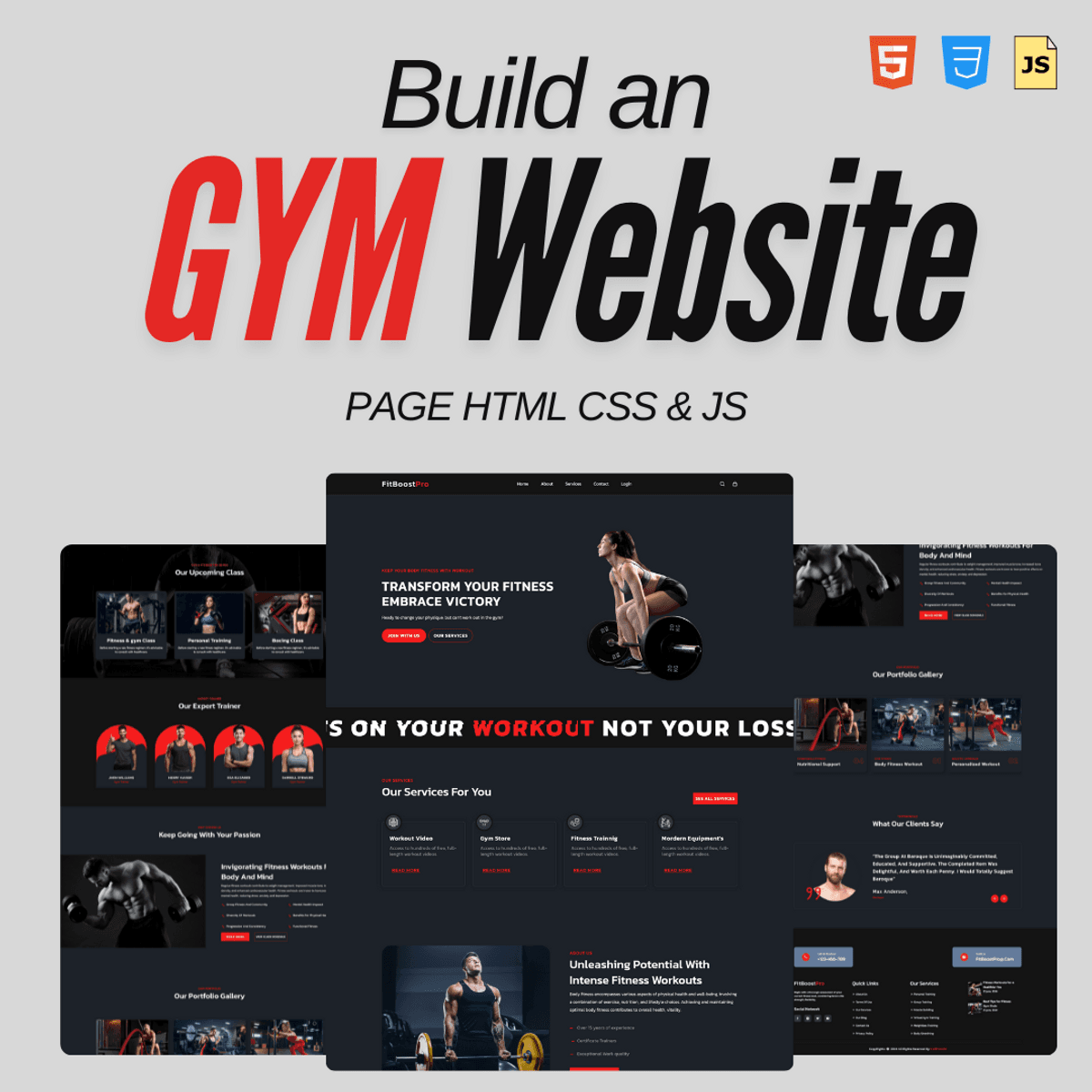 Amazing GYM Landing Page Template Source Code & Resources - HTML CSS and & JS