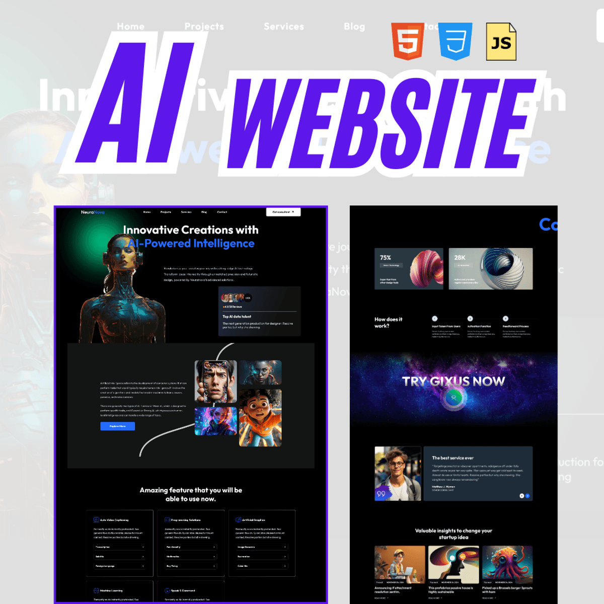 Responsive AI Website Design Template HTML CSS and JavaScript 💻🚀