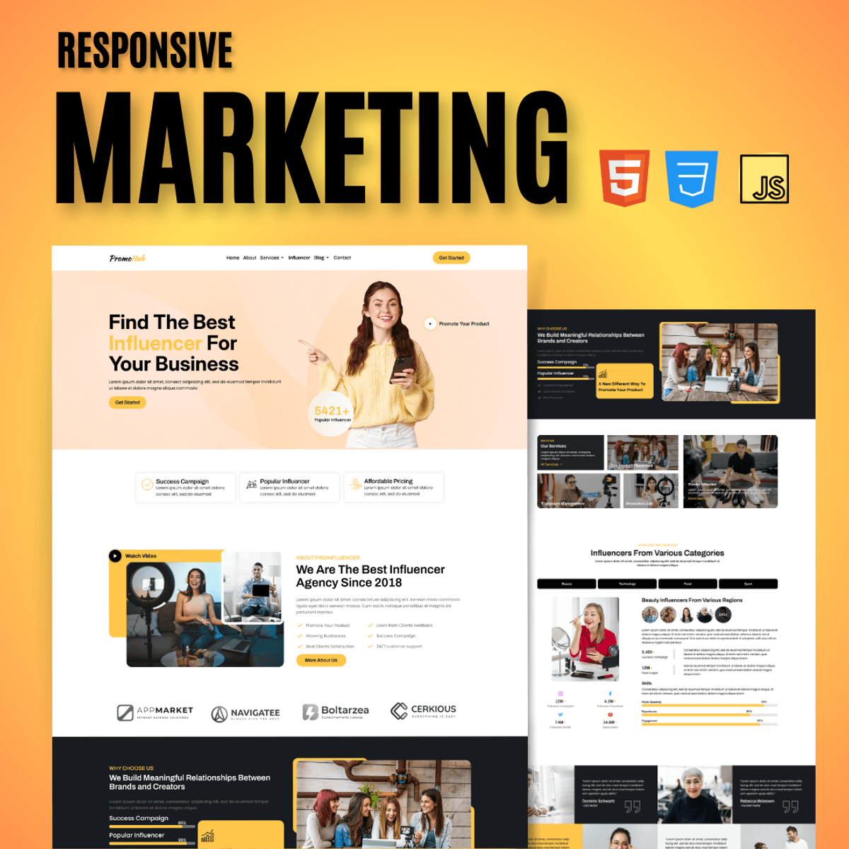 Responsive Business Website Design Template HTML CSS and JavaScript