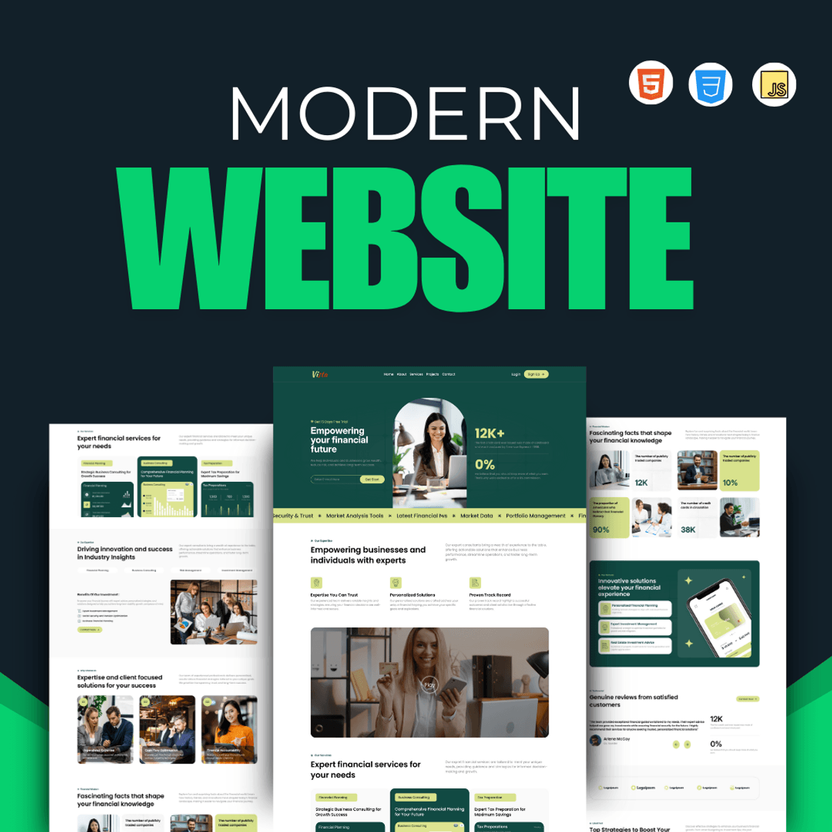 Modern Website Project Template : HTML CSS and JavaScript 🚀