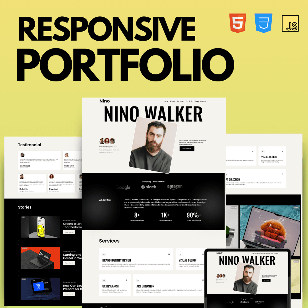 Modern Portfolio Website Project : HTML CSS and JavaScript 🚀