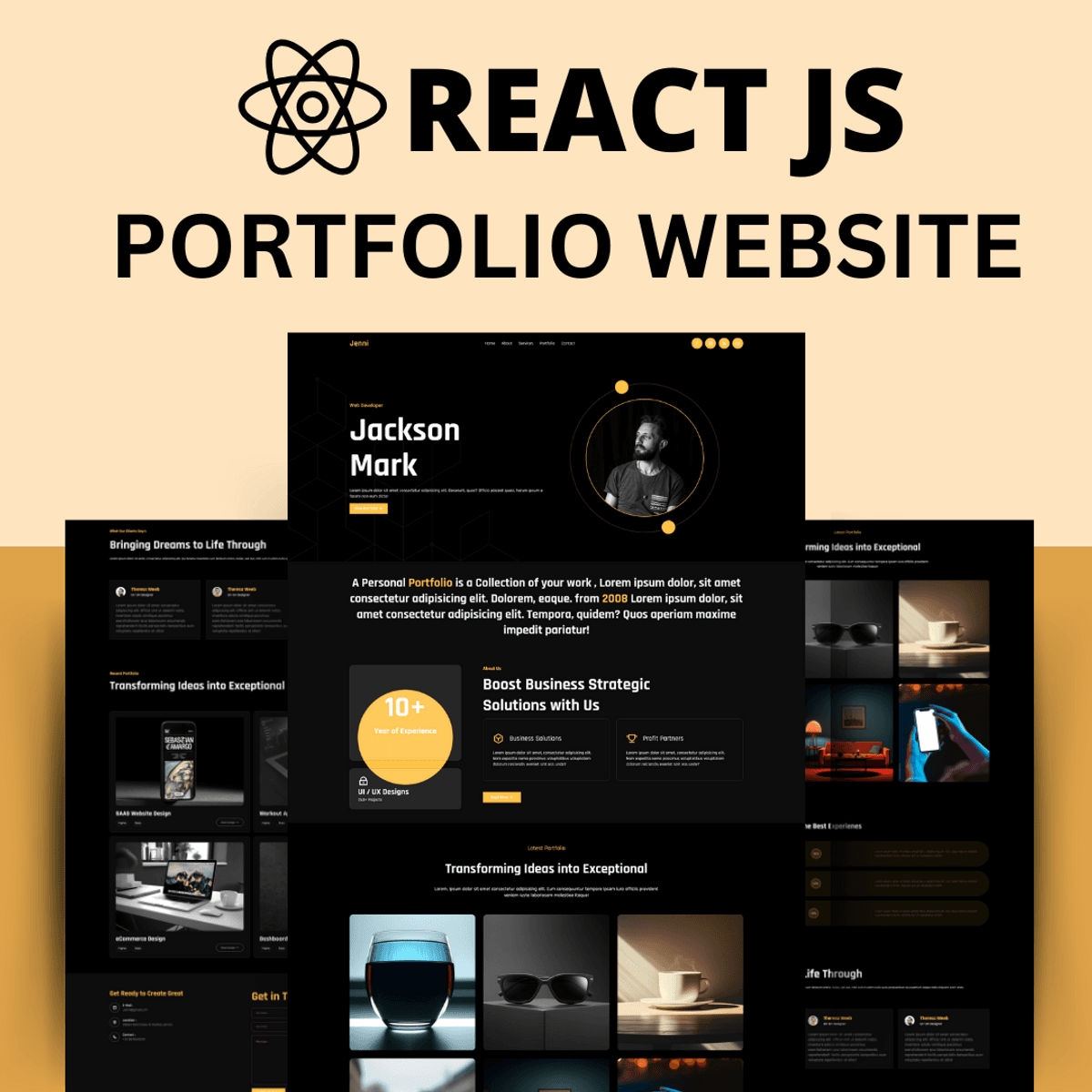 Animated Modern Portfolio Template in React Js : Source Code and Resources ✨💻