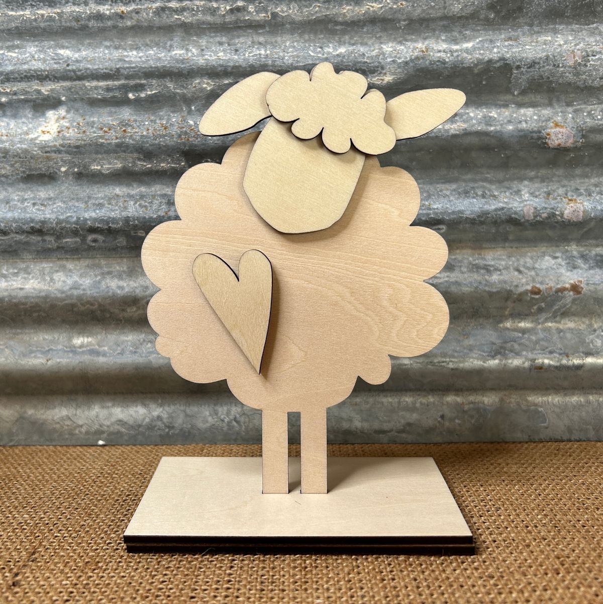 Digital SVG Download Fluffy Sheep On Stand With Heart Pattern