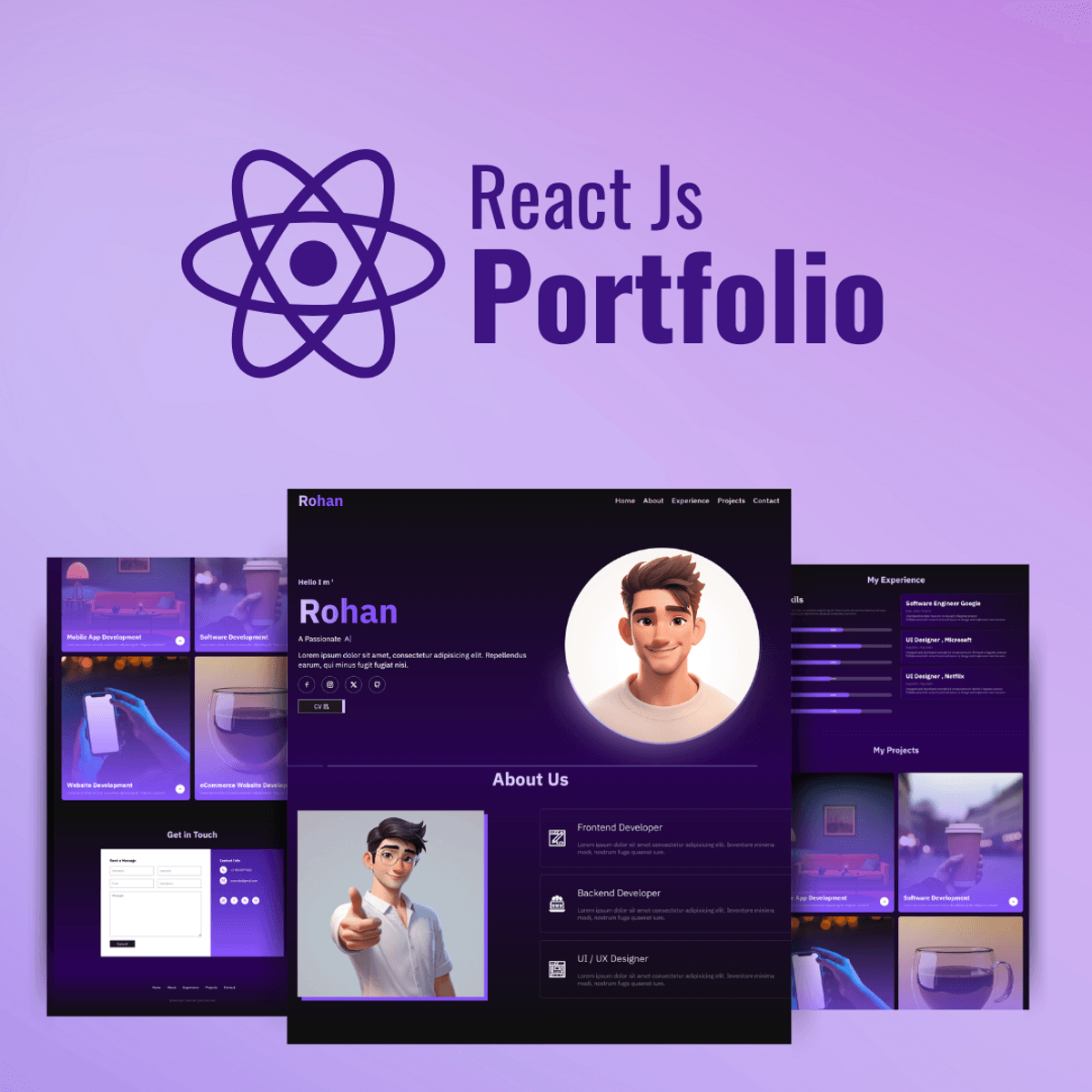 React JS Project : Portfolio Template: Source code and Resources  ! 🌈📖