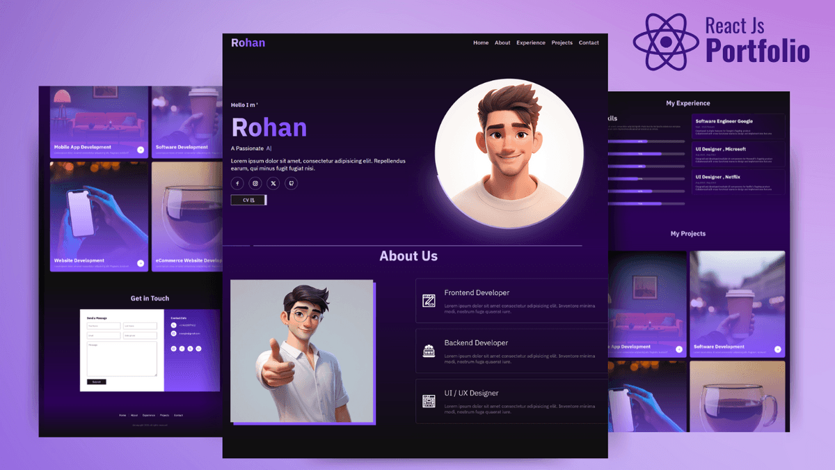 React JS Project : Portfolio Template: Source code and Resources  ! 🌈📖