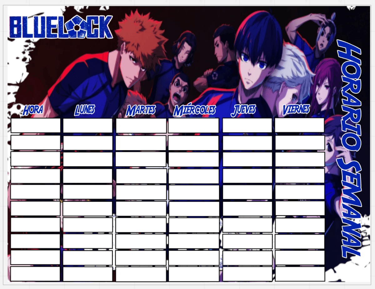 Horario Semanal con tematica Blue Lock