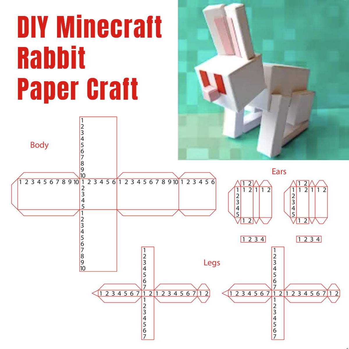 DIY Minecraft Rabbit Paper Craft Template - Buymeacoffee