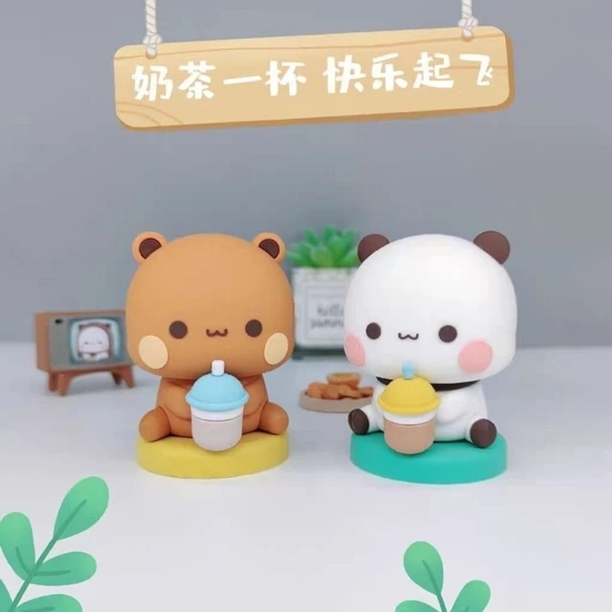 Yiers Mitao Panda Bubu Dudu Figure Model Original Collectible Cute Action Kawaii Bear