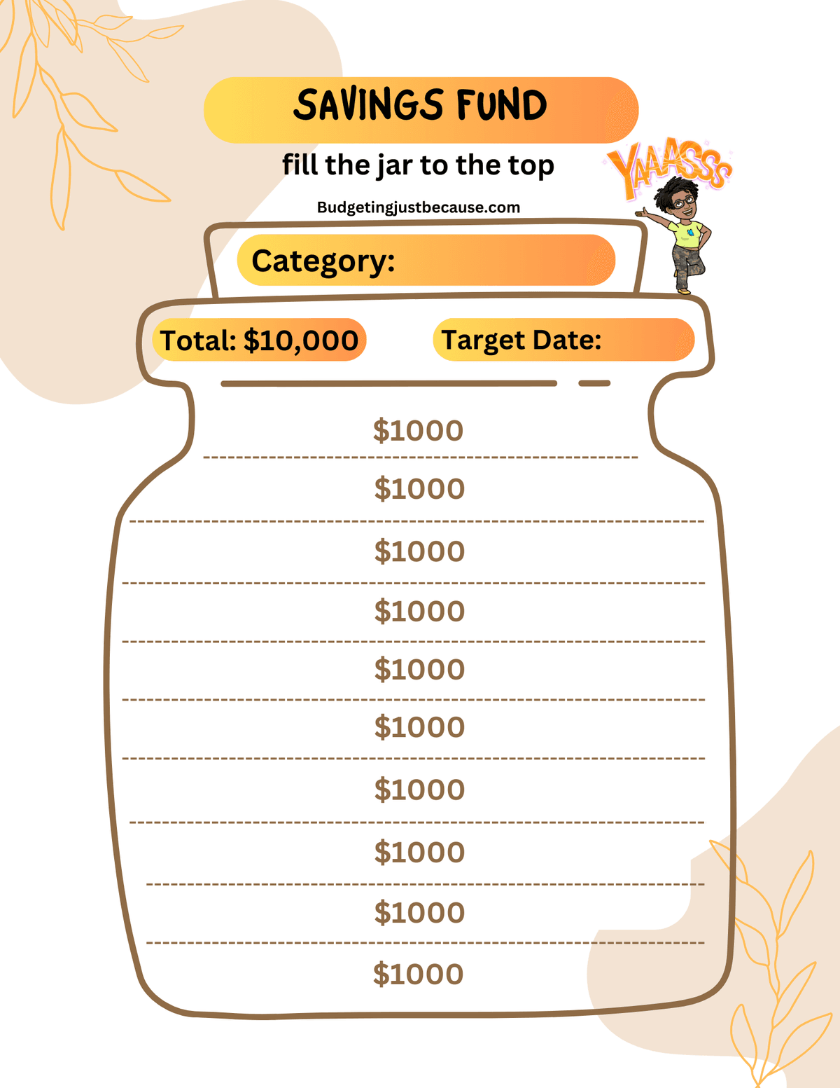 Savings Tracker $10,000 Goal