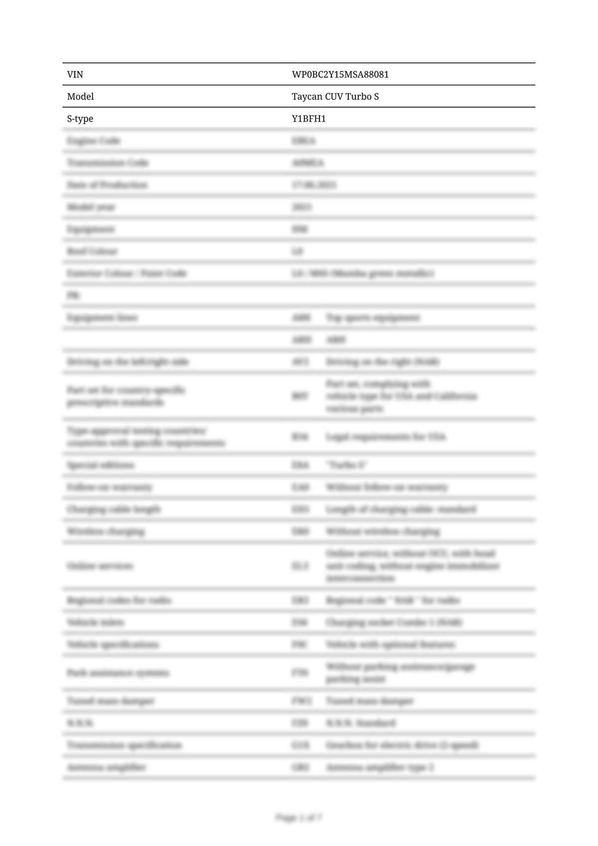 Build Sheet VIN WP0BC2Y15MSA88081