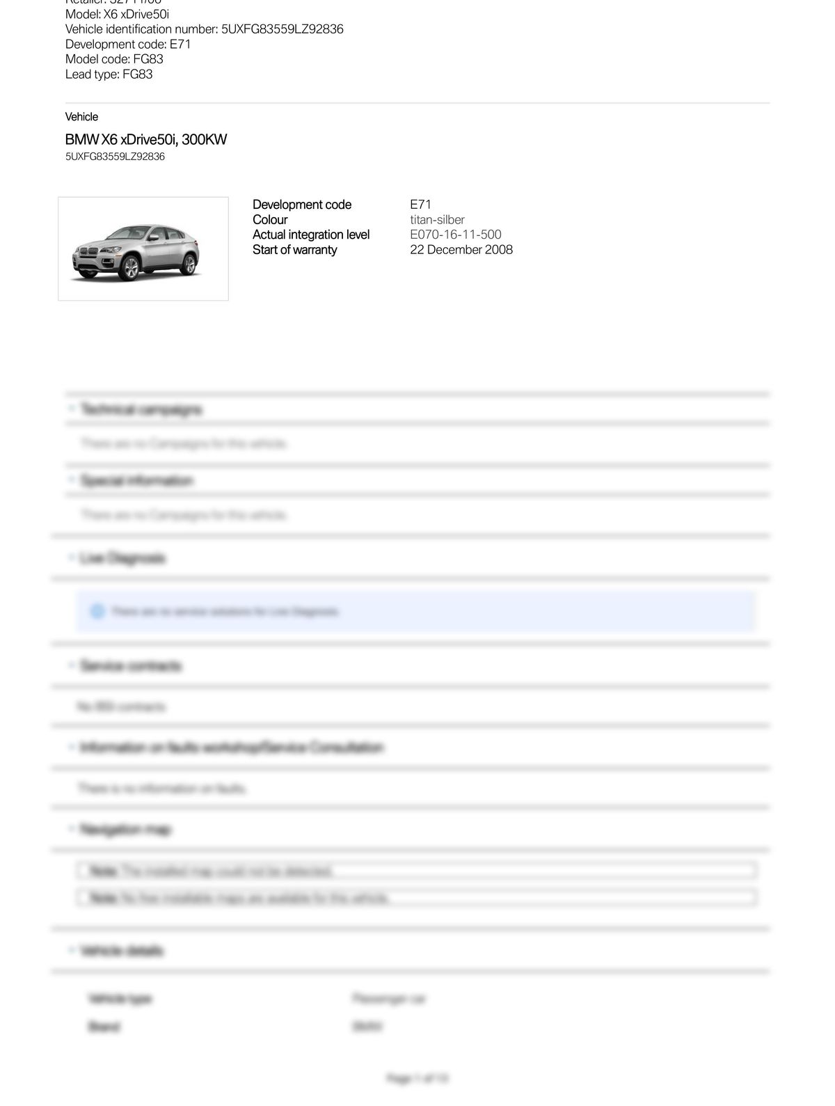 Service History Report VIN 5UXFG83559LZ92836