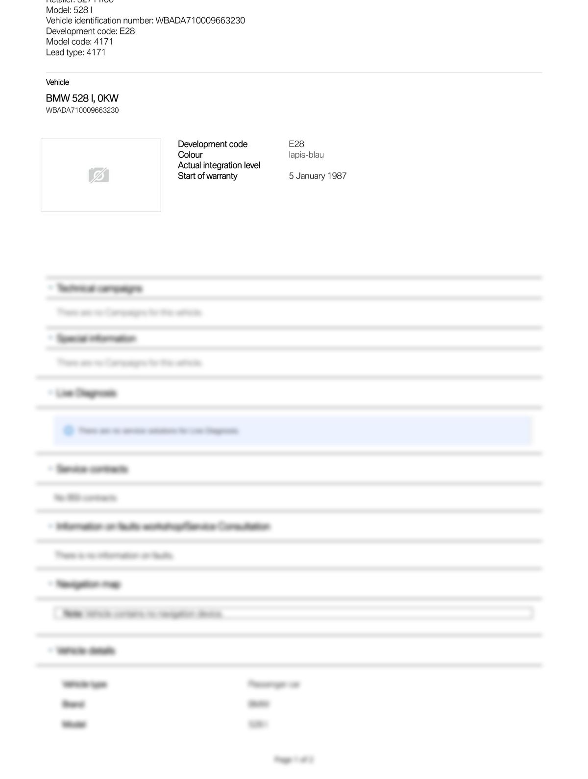 Service History Report VIN WBADA710009663230
