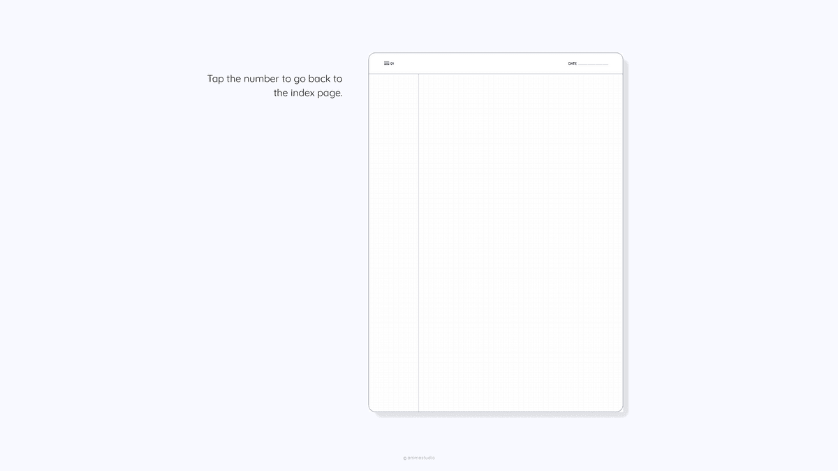 Campus Digital Notebook Hyperlinked | 60 Grid Pages + Index + 3 Covers
