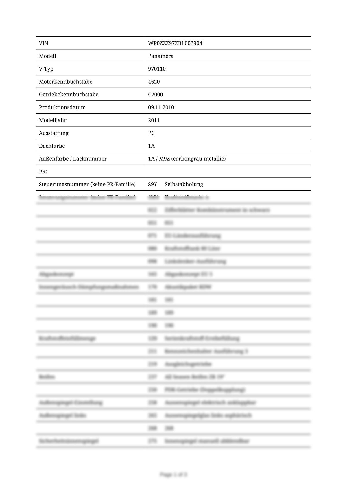 Build Sheet VIN WP0ZZZ97ZBL002904