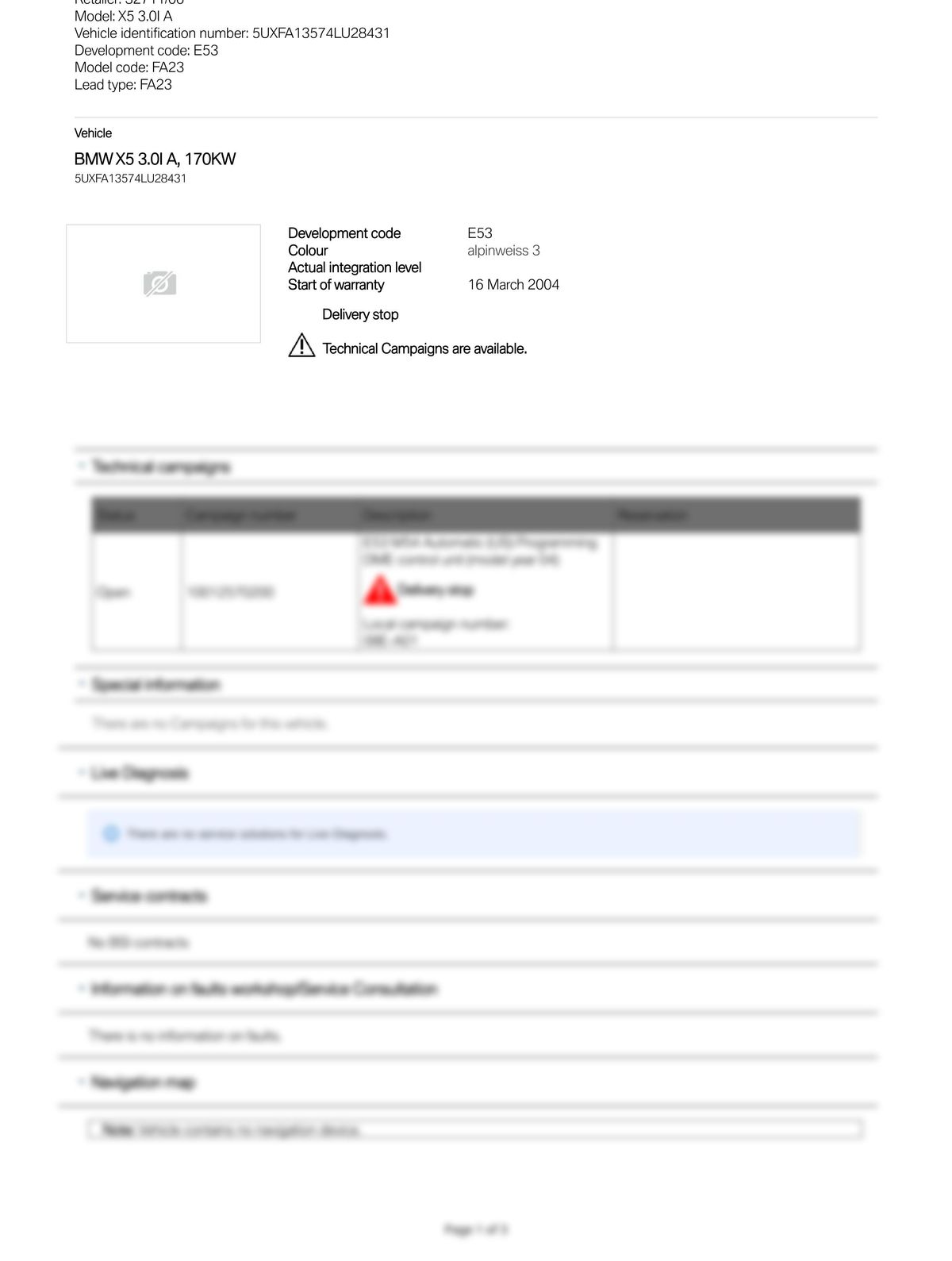 Service History Report VIN 5UXFA13574LU28431