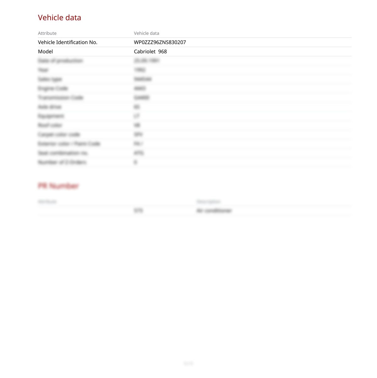 Build Sheet VIN WP0ZZZ96ZNS830207