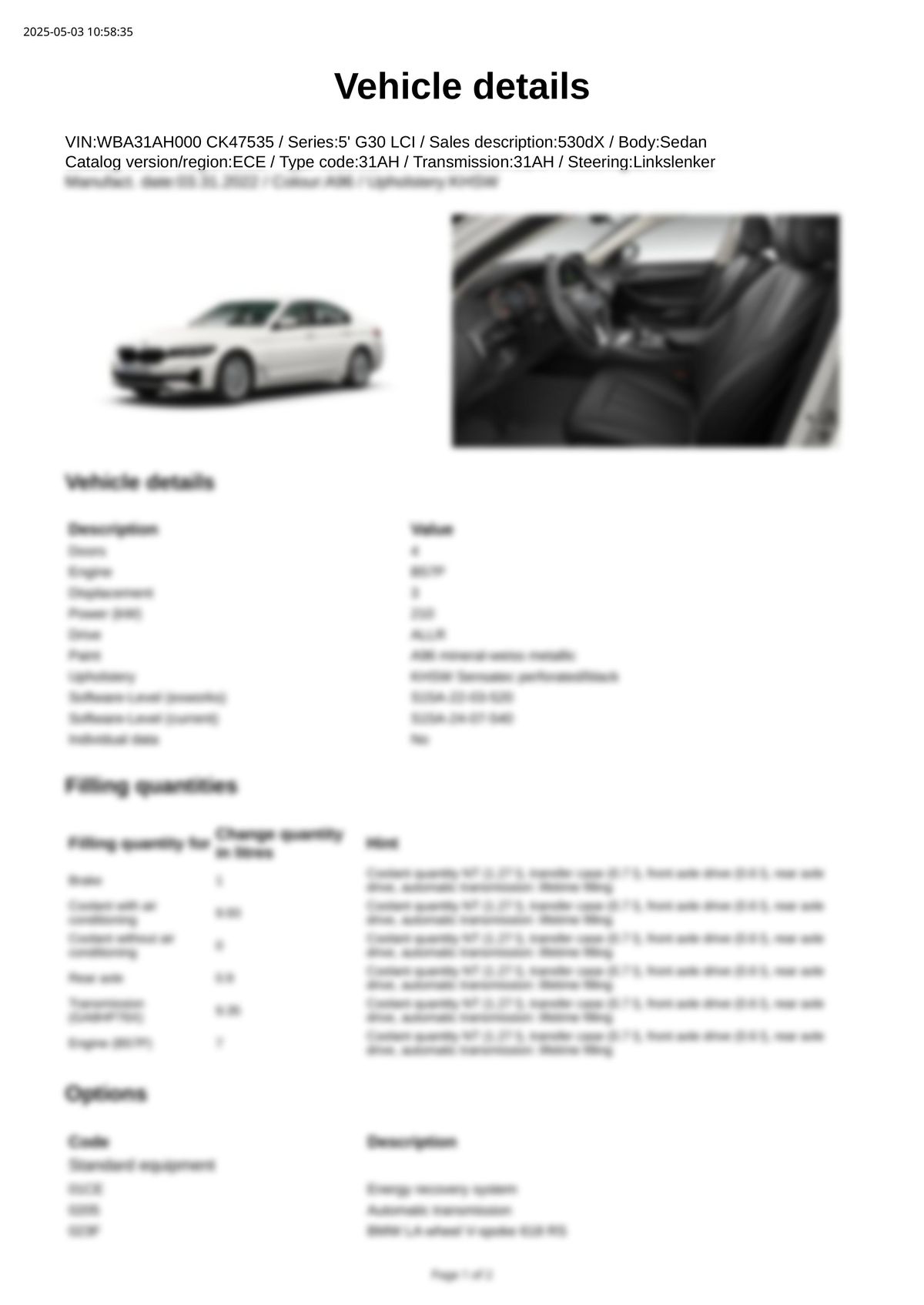 Build Sheet VIN WBA31AH000CK47535